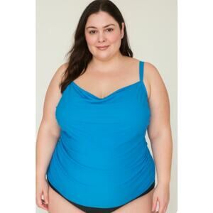 MIRACLESUIT SZ 22W Slimming Swimsuit Tankini Top Plus Size Aqua Style C80239W